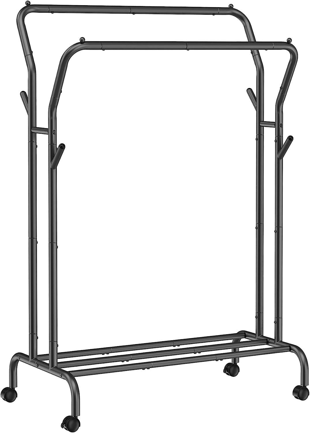 KLEIDERREGAL auf rädern, schwarz - Schwarz, Metall (103.5/155/52.5cm) - A2A Home