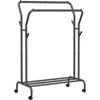 KLEIDERREGAL auf rädern, schwarz - Schwarz, Metall (103.5/155/52.5cm) - A2A Home