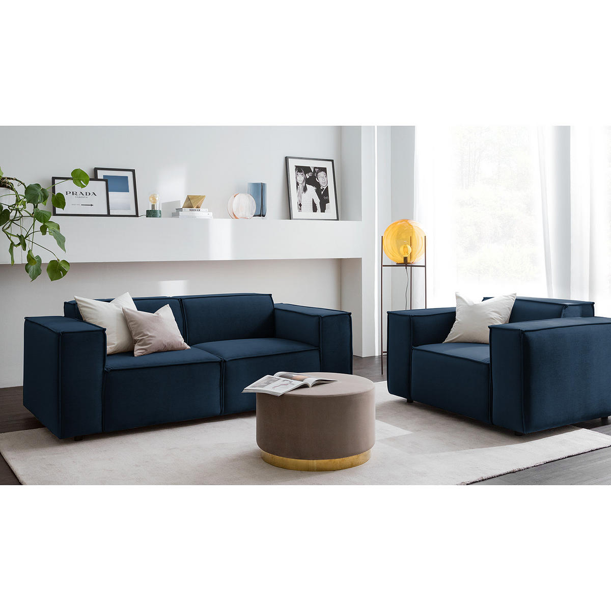 2-SITZER SOFA - Dunkelblau, Textil (189/70/96cm) - home24