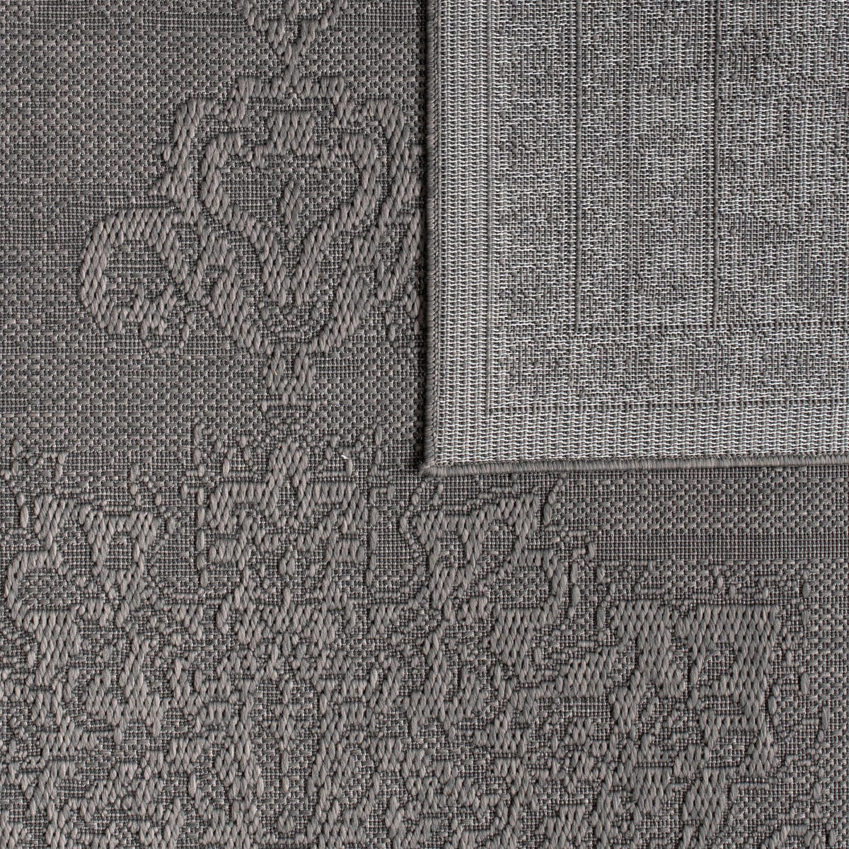 TEPPICH Outdoor Natur Balkon, Terrasse schmutzabweisend Anthrazit Rechteckig 80x150 - Anthrazit, Textil (80/150cm) - KADIMA DESIGN