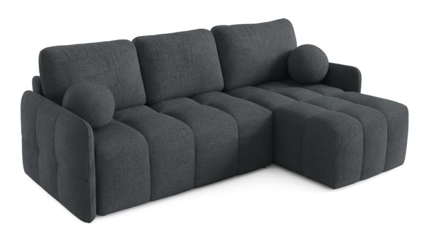 ECKSOFA Grafit MONO Mit Schlaffunktion Und Dekokissen Rechts - Graphitfarben, Textil (220/145cm) - Sepro Meble