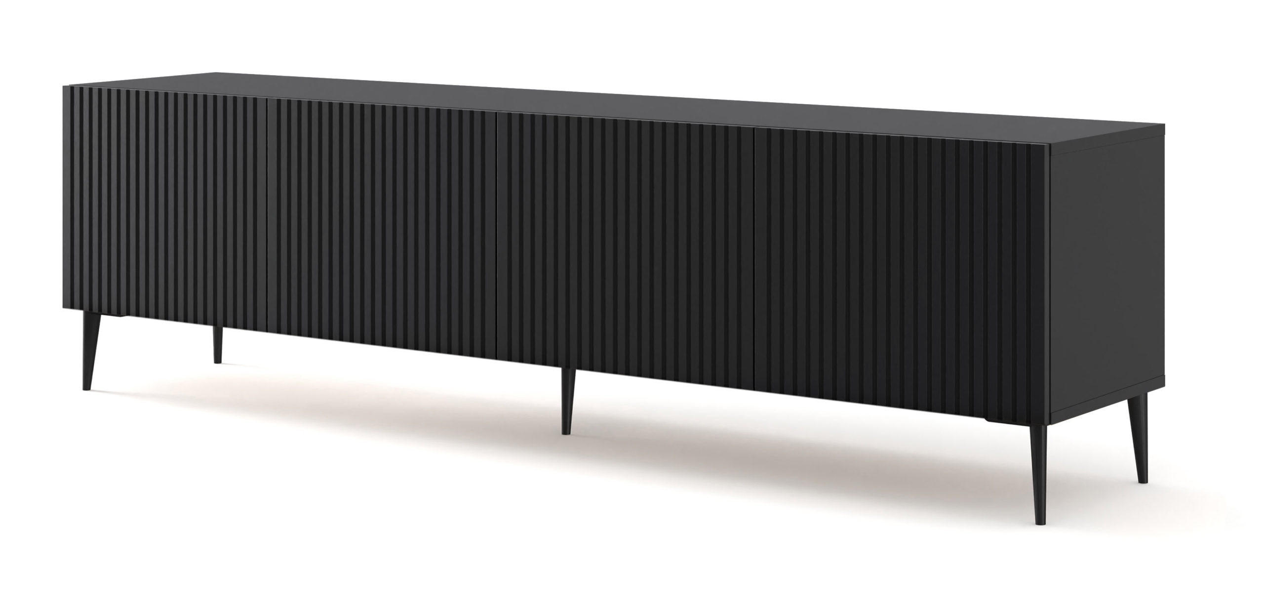 TV LOWBOARD Schwarz, Schwarz, Schwarz 200/56/42 - Schwarz, Holzwerkstoff (200/56/42cm) - RAUMHIRSCH FURNITURE