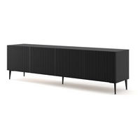 TV LOWBOARD Schwarz, Schwarz, Schwarz 200/56/42 - Schwarz, Holzwerkstoff (200/56/42cm) - RAUMHIRSCH FURNITURE
