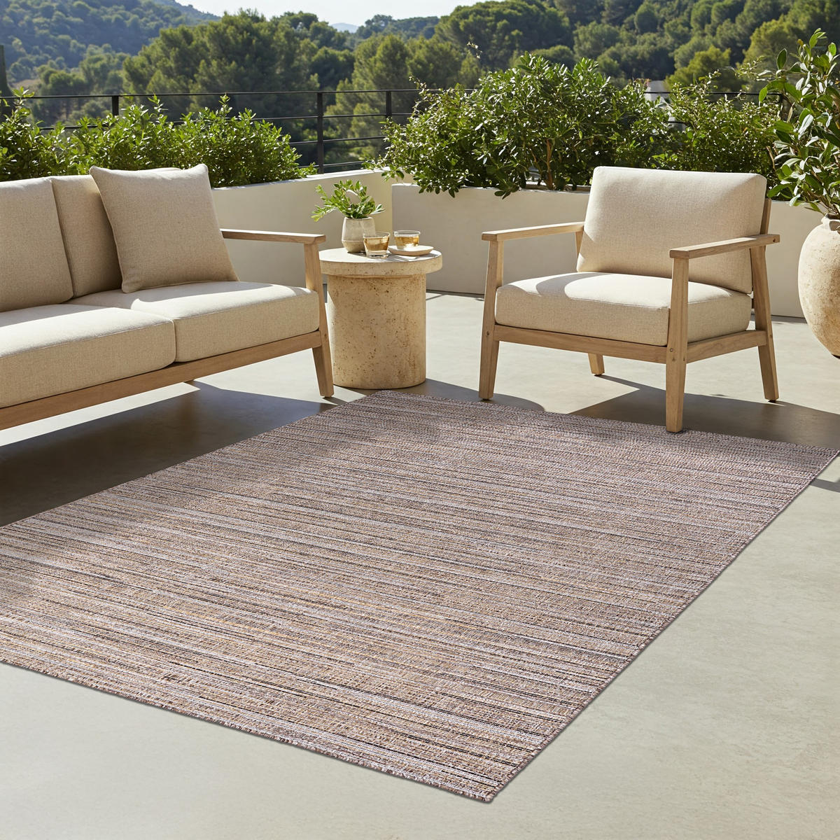 TEPPICH YUCANA Braun Outdoor Flachgewebe 80/150 cm - Braun, Textil (80/150cm) - Tapiso