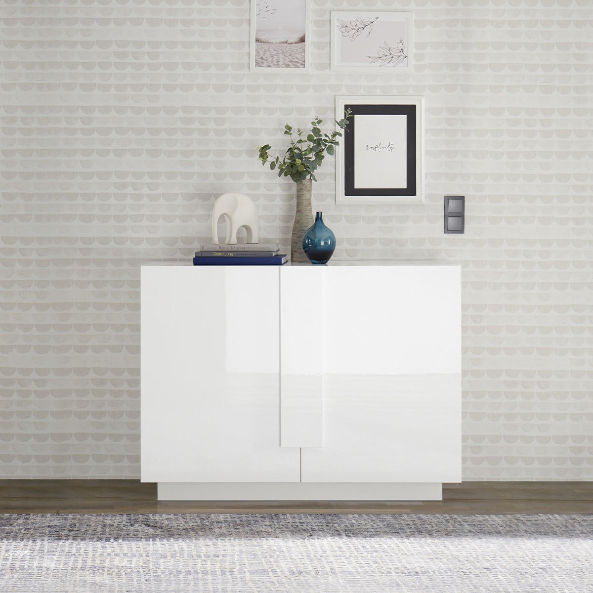 SIDEBOARD mit 2 Türen L120 cm - Jupiter - Weiß, Holzwerkstoff (44/90/120cm) - Calicosy