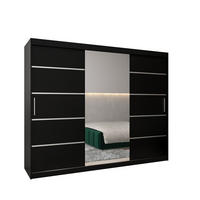 SCHWEBETÜRENSCHRANK 200/250/62 3-türig - Silberfarben/Schwarz, Holz/Kunststoff (250/200/62cm) - MÖBEL KRYSPOL