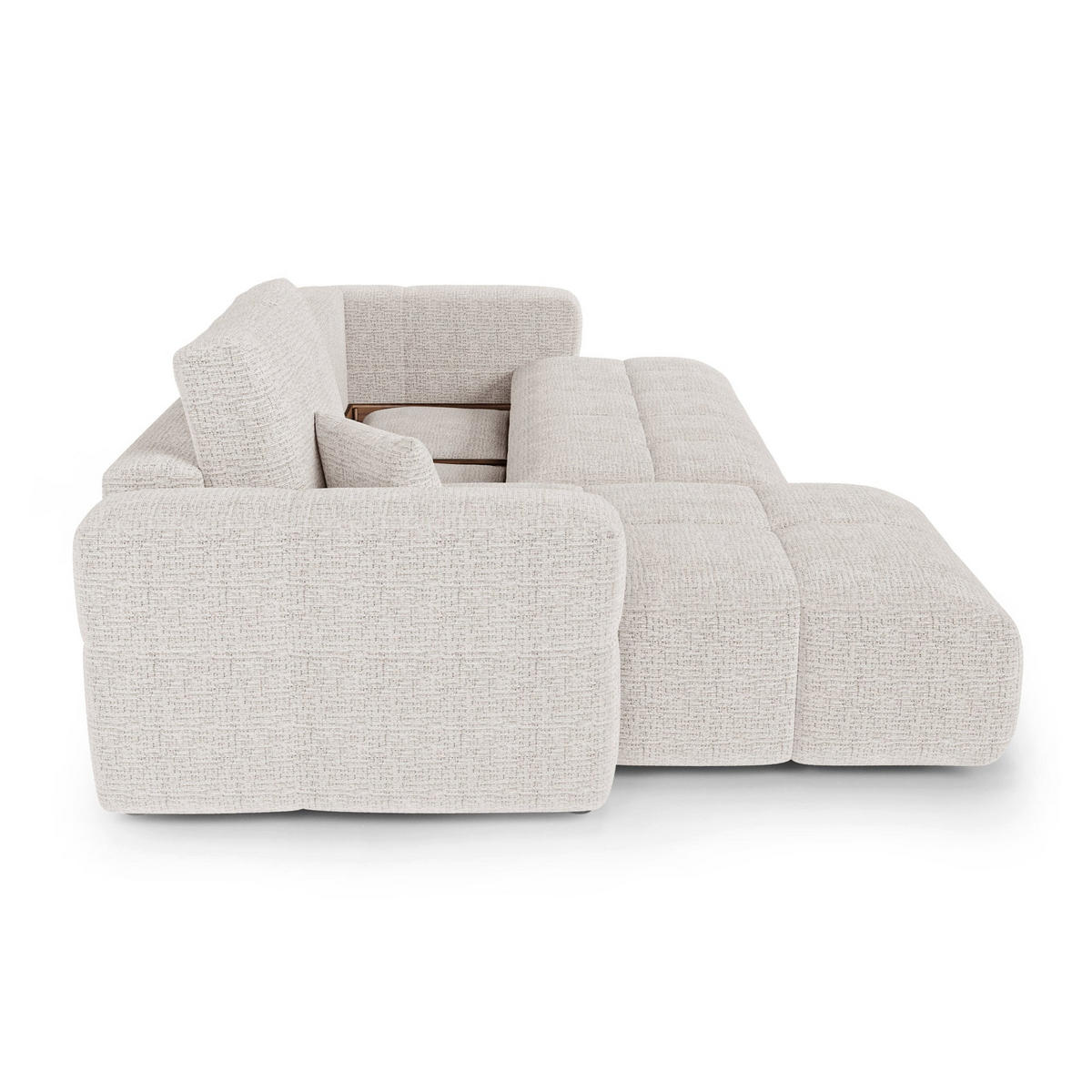 LINKSECK-SCHLAFSOFA mit Stauraum VIBE Kettgewebe mit weichem Griff Creme 286cm - Creme, Textil (286/169cm) - Premium Interiors