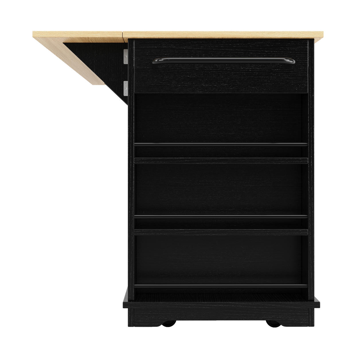 KÜCHENWAGEN 151.5x84.7x91.7cm Schwarz mit 2 Schubladen & 5 Rädern - Schwarz, Holzwerkstoff (151.5/91.7/84.7cm) - Modfu