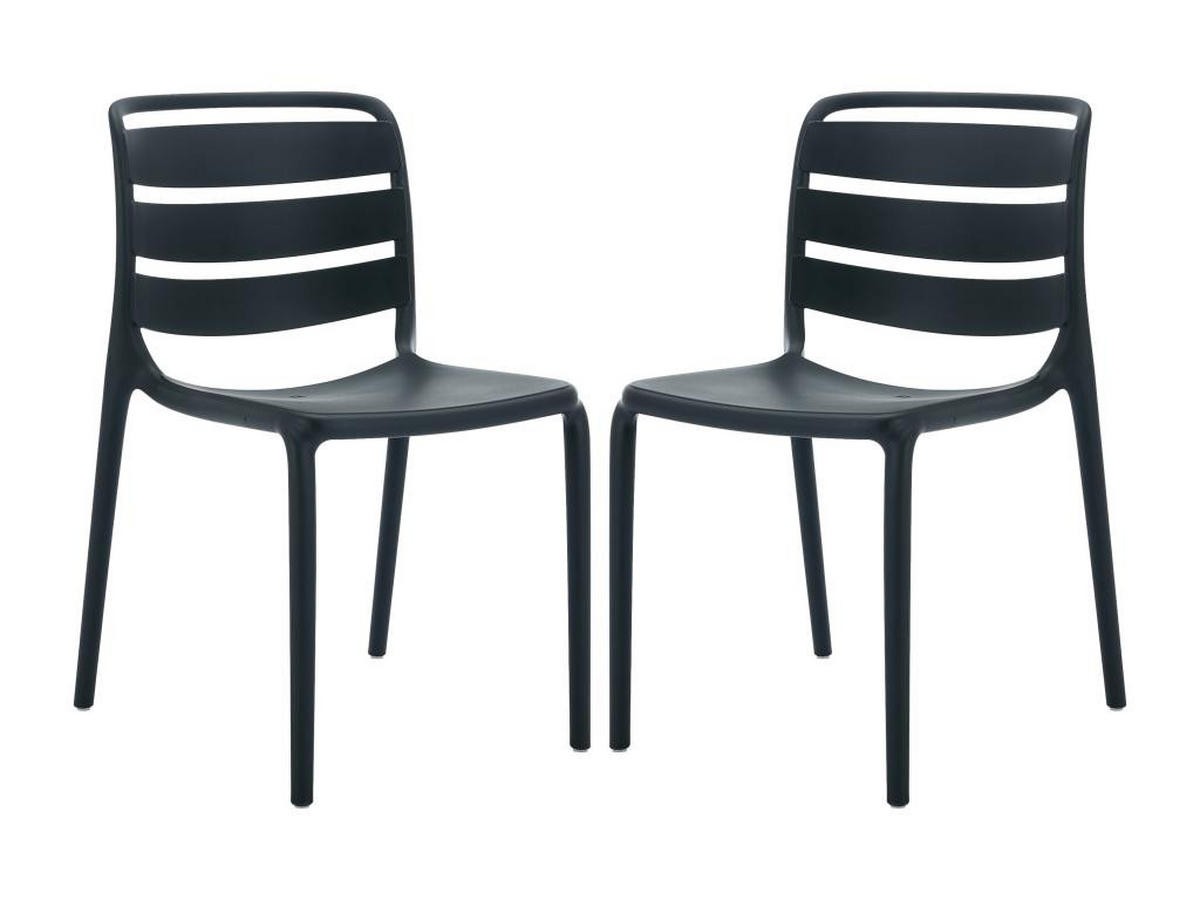 GARTENSTUHL stapelbar 2er-Set - Polypropylen - Schwarz - MOAH von MYLIA - Schwarz, Kunststoff (56.5/81/48cm) - Vente-Unique