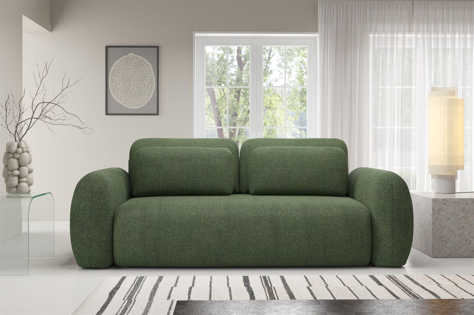 SCHLAFSOFA Gaston - Grün, Holzwerkstoff/Textil (266/95/110cm) - Fun Möbel