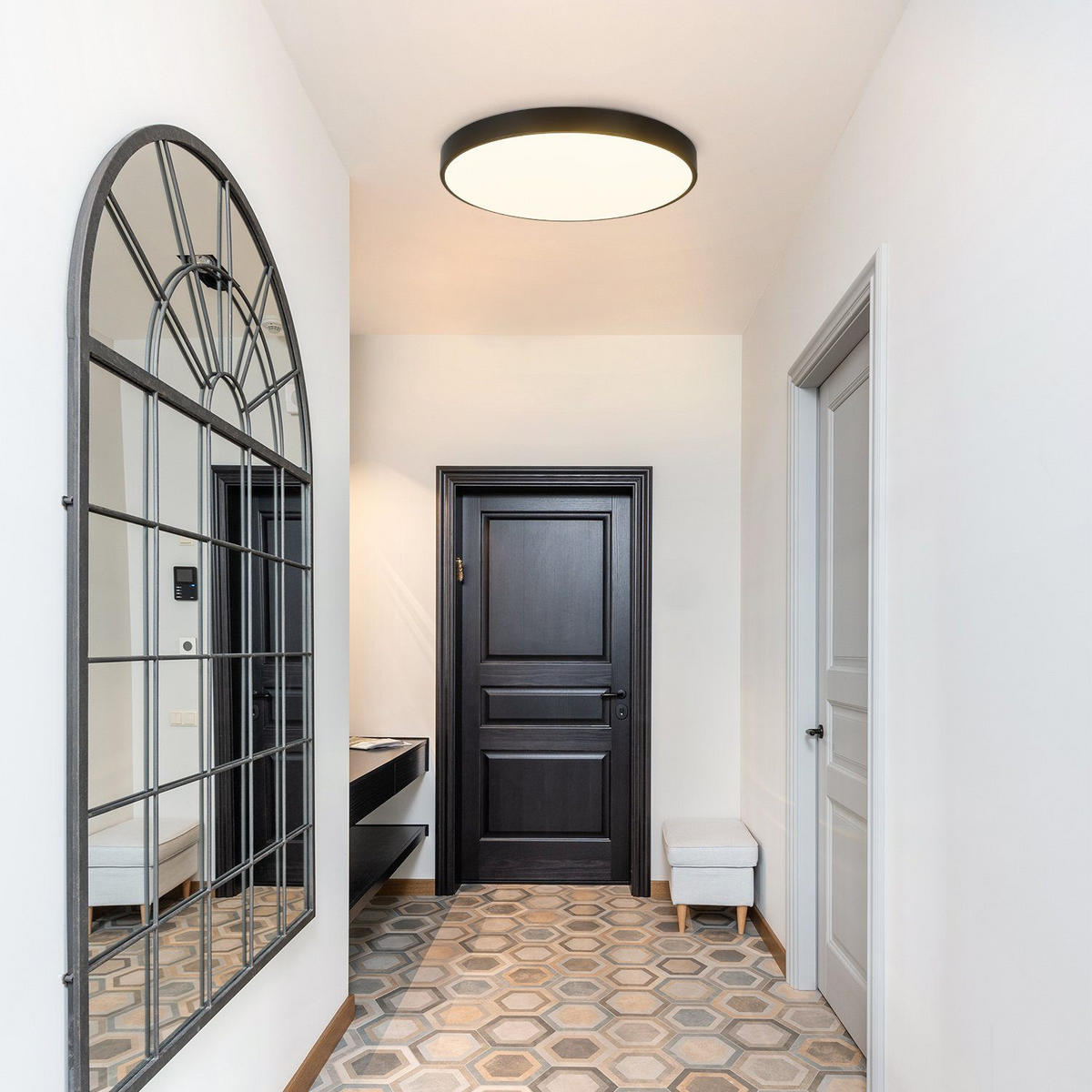 LED-DECKENLEUCHTE Albertyne 28/28/3 cm - Schwarz, Kunststoff (28/28/3cm) - Nettlife