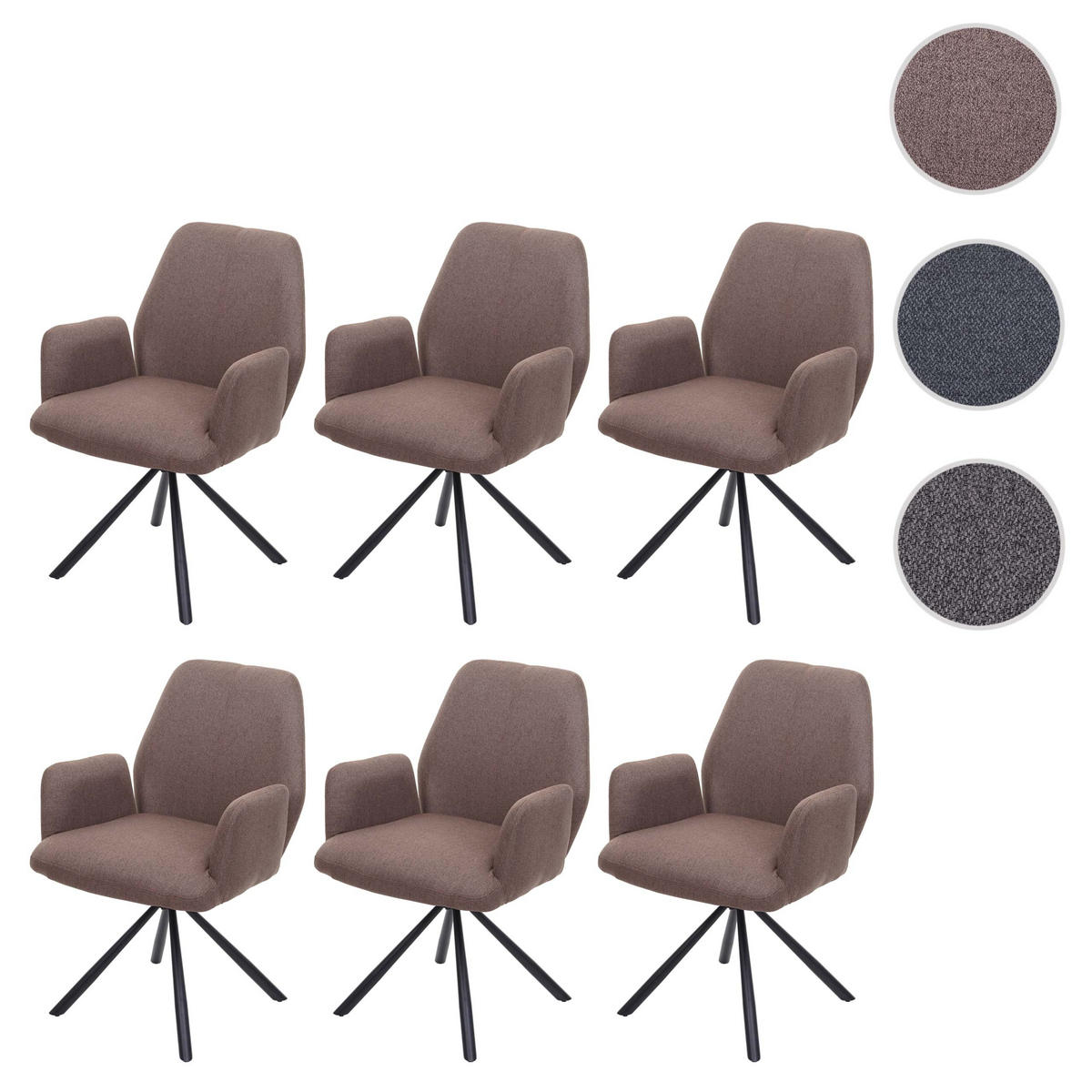 ESSZIMMERSTUHL Braun 6er-Set - Braun, Textil (60/86/66cm) - MCW