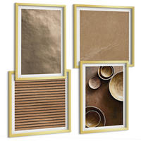 BILDER SET 4er Set - 50x50 cm & 40x60 cm Goldrahmen - Moderne Steinstrukturen - Goldfarben, Kunststoff (50/50cm) - TULUP