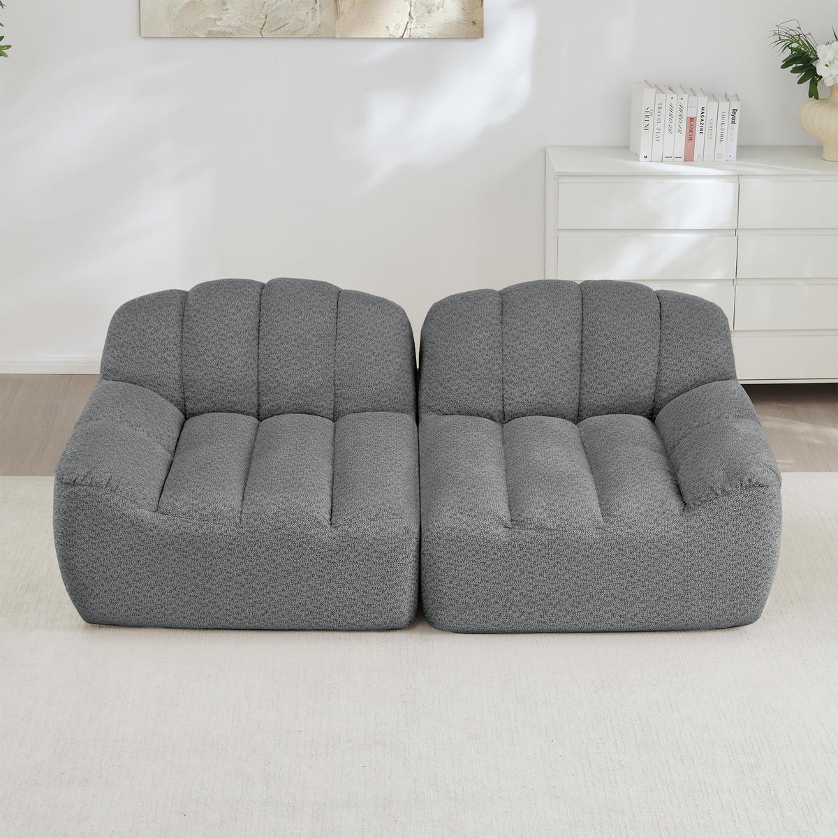 2-SITZER-SOFA DE-34312 Muschelform Grau - Grau, Textil (104/79/210cm) - ComfortXL