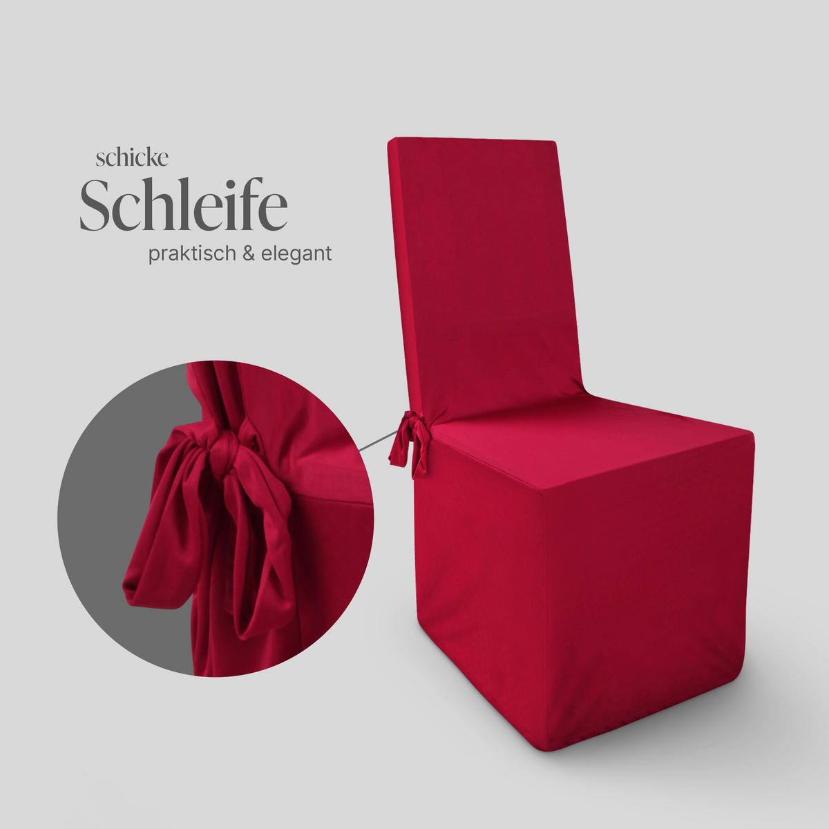 STUHLHUSSE ( Rot ) - Stretchhusse für eckige Stuhllehnen - ( 45 cm x 96 cm ) elastischer Bankett Stuhlbezug - Rot, Textil (45/96cm) - Bestlivings