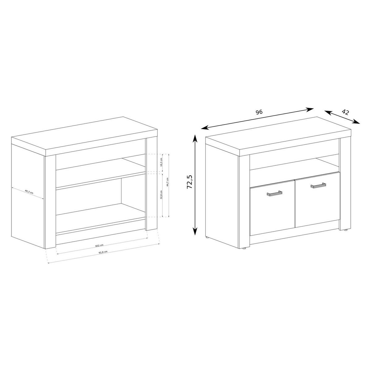 TV-ELEMENT Indianapolis I-10 96 x 72,5 x 42 cm Esche hell - Braun, Holzwerkstoff/Metall (96/72.5/42cm) - Koseto