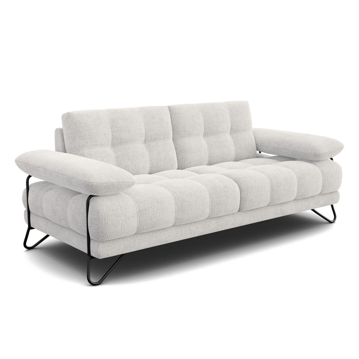 SOFA BUBBARA 2,5-Sitzer, creme - Creme/Schwarz, Holz/Textil (215/87/96cm) - Courtois Laville