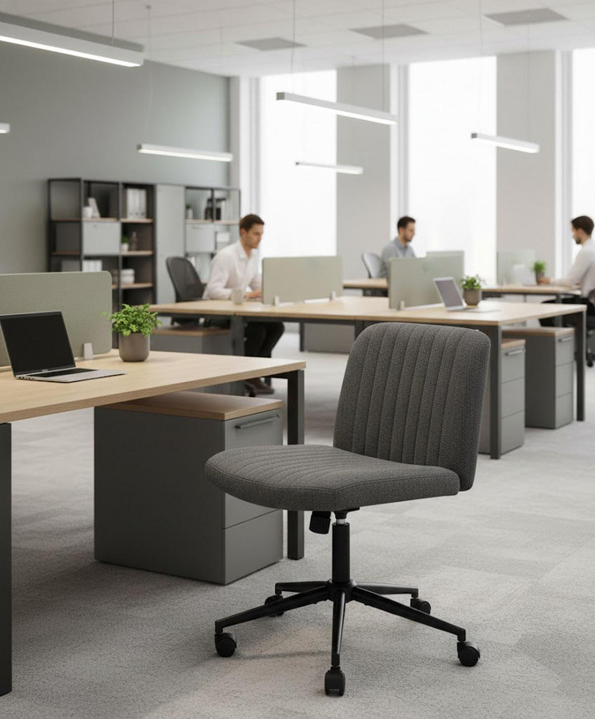 BÜROSTUHL Lynox Stoff dunkelgrau - Dunkelgrau/Schwarz, Metall (62/98/65cm) - TPFLiving