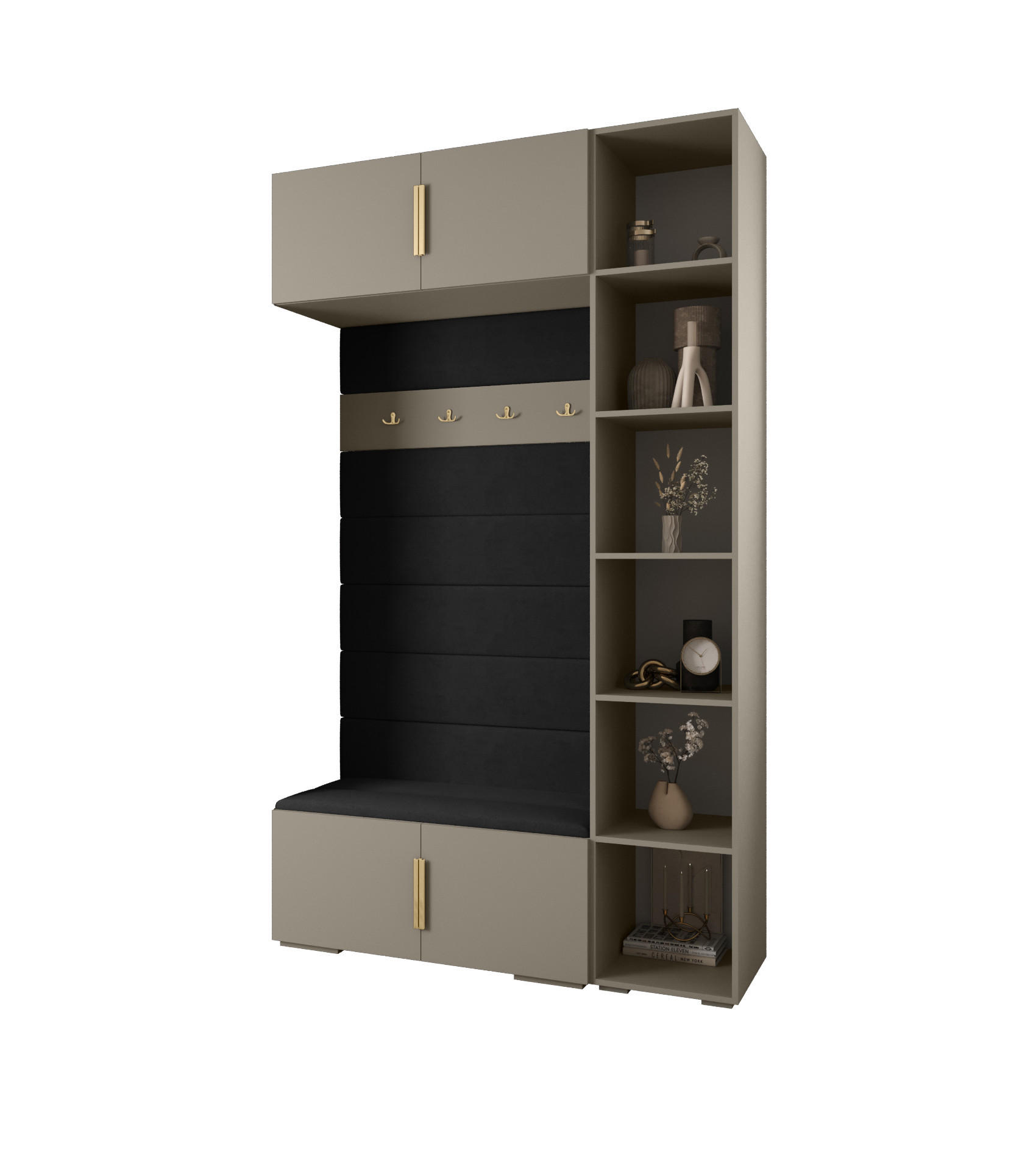 Abiks Möbel Garderoben-Set Kaschmir, Schwarz, Gold 140x236.7x47 cm