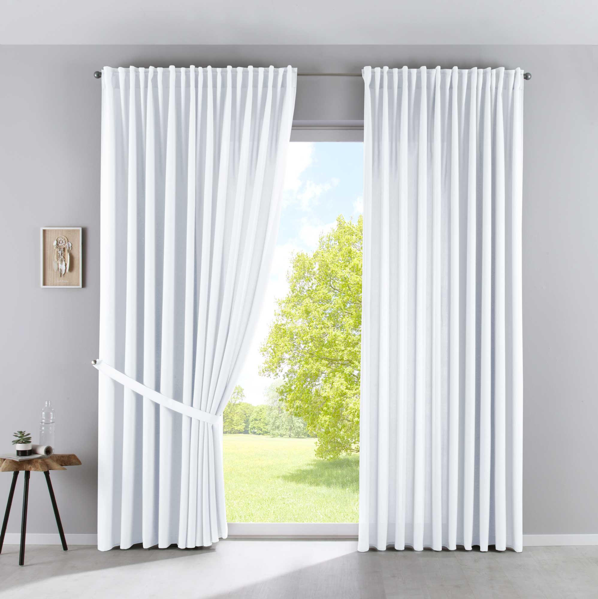 SCHLAUFENGARDINE 2ER SET »Palermo« HxB 250x300 cm Weiß - Weiß, Textil (300/250cm) - Gardinenbox