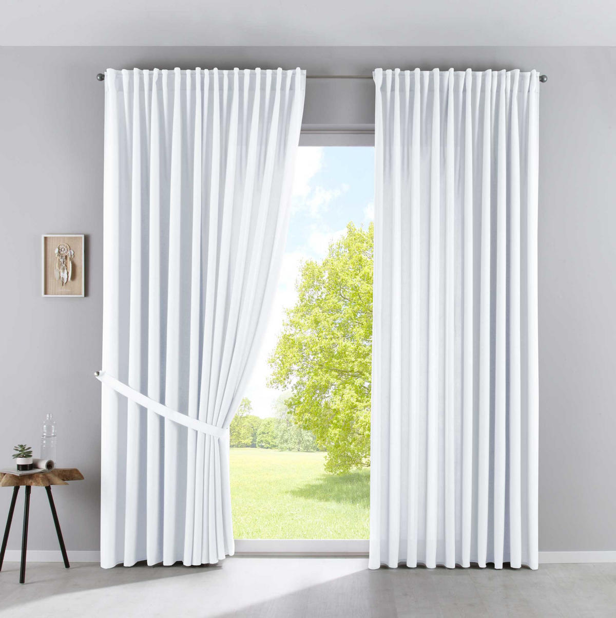 SCHLAUFENGARDINE 2ER SET »Palermo« HxB 250x300 cm Weiß - Weiß, Textil (300/250cm) - Gardinenbox