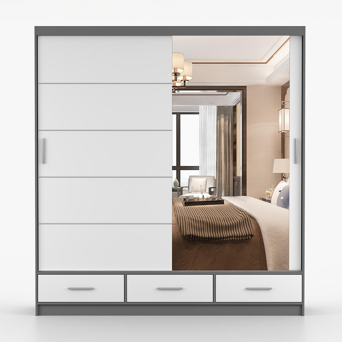 KLEIDERSCHRANK Florence 203 cm, 203/218/61, 2-türig, weiß - Weiß, Holzwerkstoff (203/218/61cm) - imoebel24