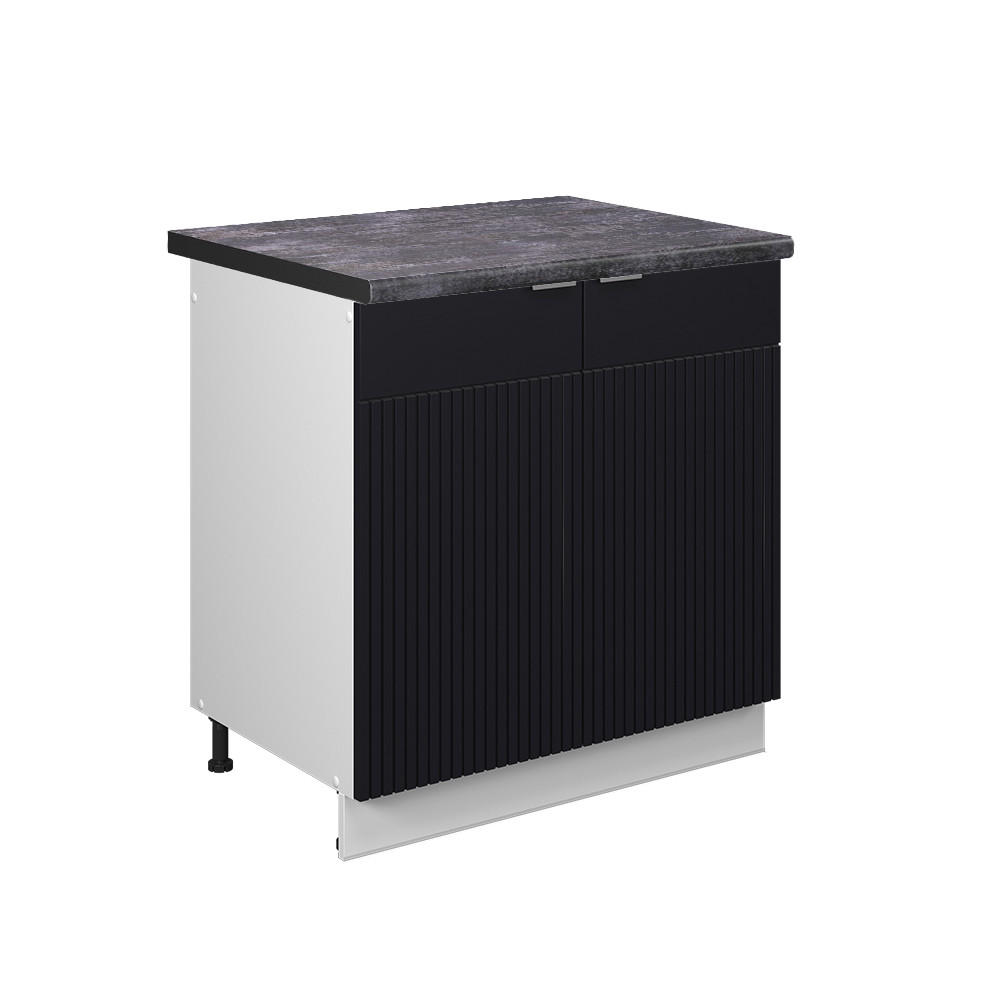 SPÜLENUNTERSCHRANK Fame-Line Schwarz gestreift 80 cm , AP Anthrazit - Schwarz/Weiß, Holzwerkstoff (80/82/60cm) - Vicco