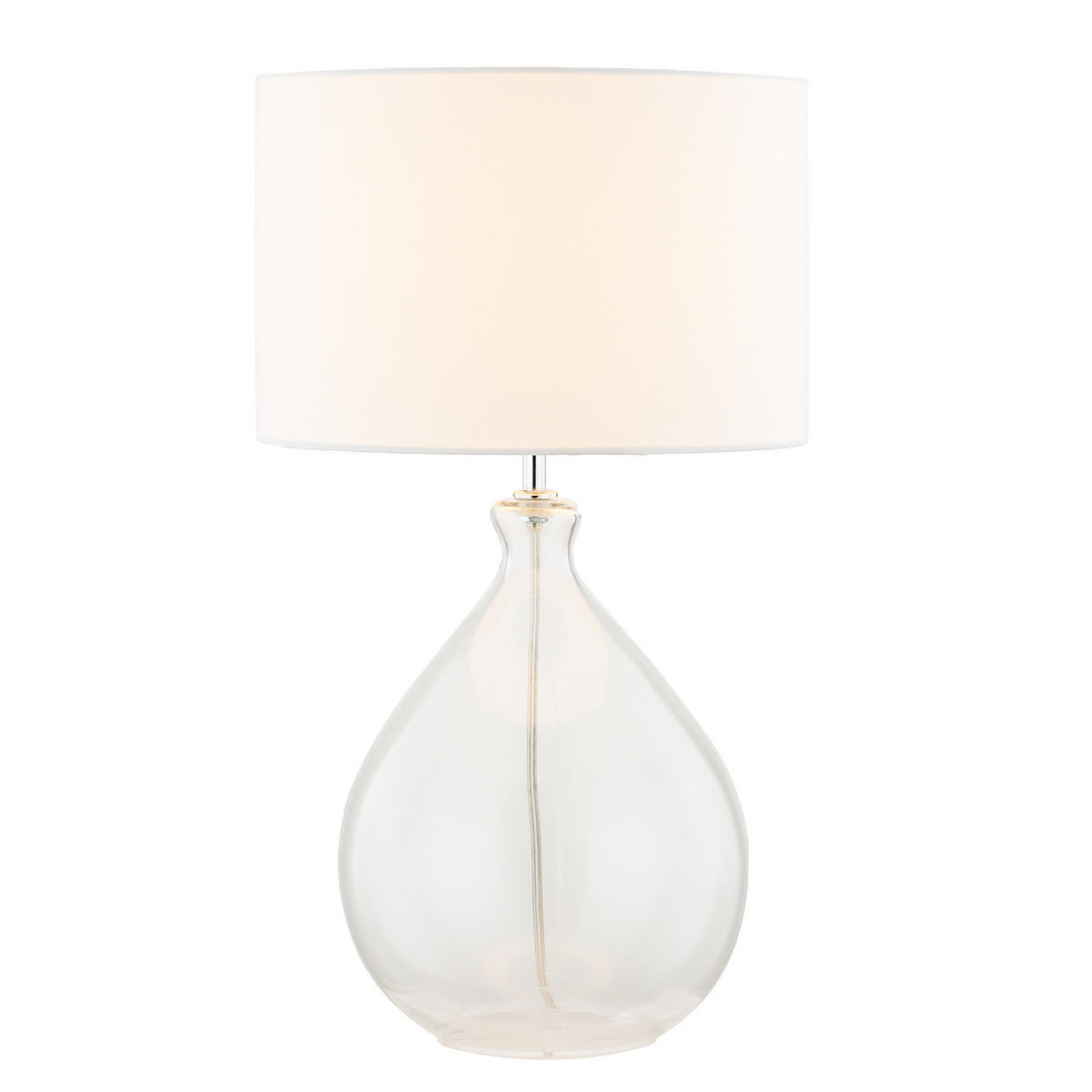 TISCHLEUCHTE - 1-flammig - Weiß, Glas/Textil (30/30/53cm) - home24