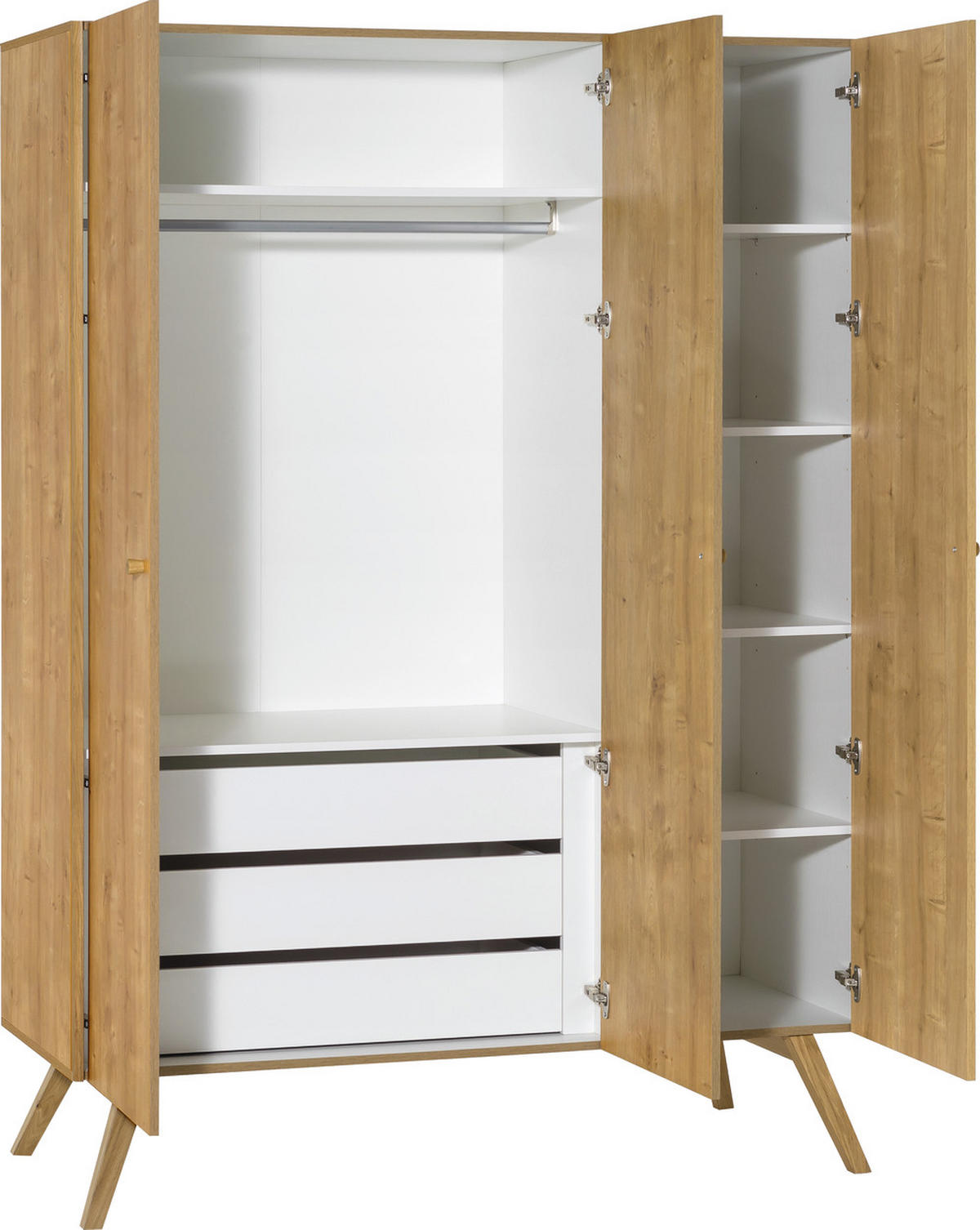 KLEIDERSCHRANK 3-TÜRIG - Eichefarben, Holzwerkstoff (150/207.5/58cm) - Vox Möbel