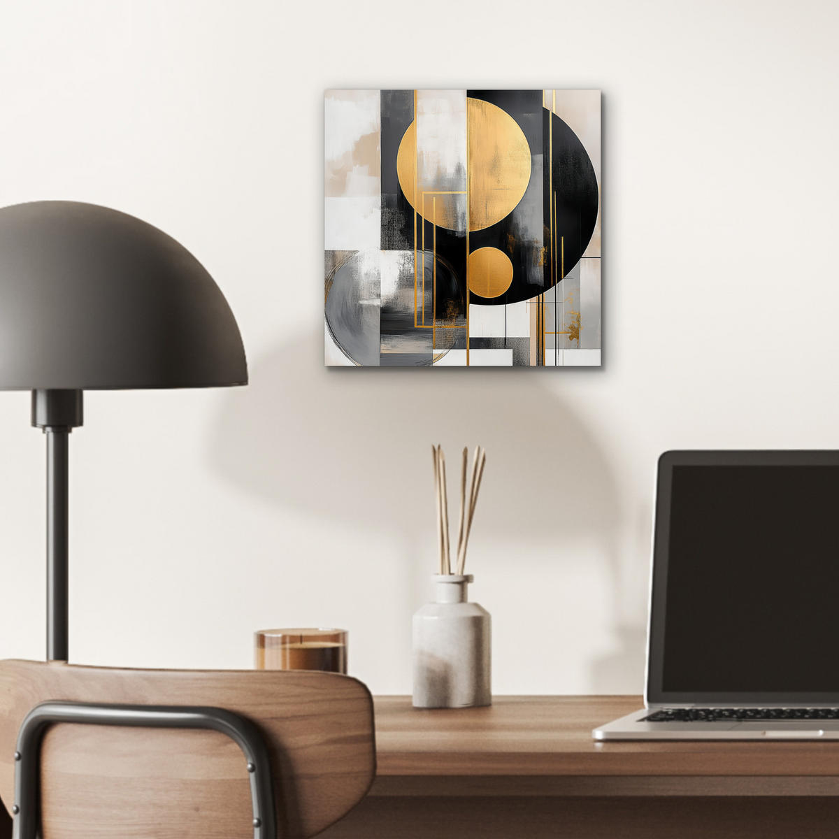 METALLBILD Abstrakt - Gold - Silber - Formen - Ästhetisch - Modern 20x20 cm - Goldfarben, Metall (20/20cm) - MuchoWow