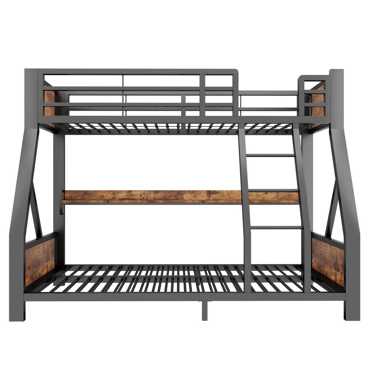 ETAGENBETT 90/140/200 cm mit LED, DE-41604, in Schwarz - Schwarz, Metall (140/200cm) - ComfortXL