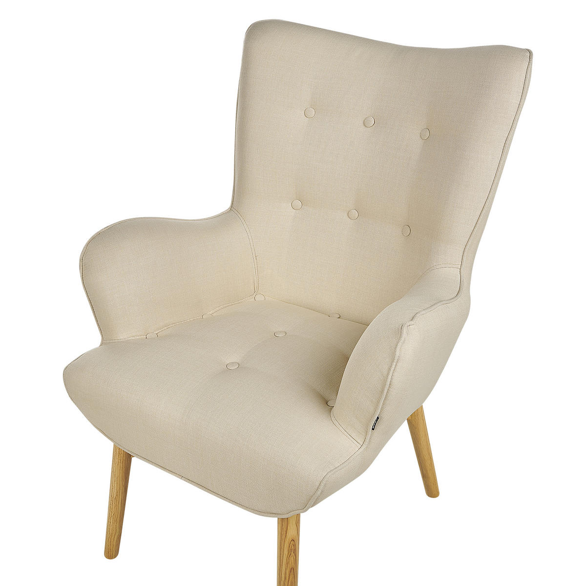 SESSEL Helles Beige mit Hocker Vejle - Beige/Creme, Textil (81/100/78cm) - Beliani