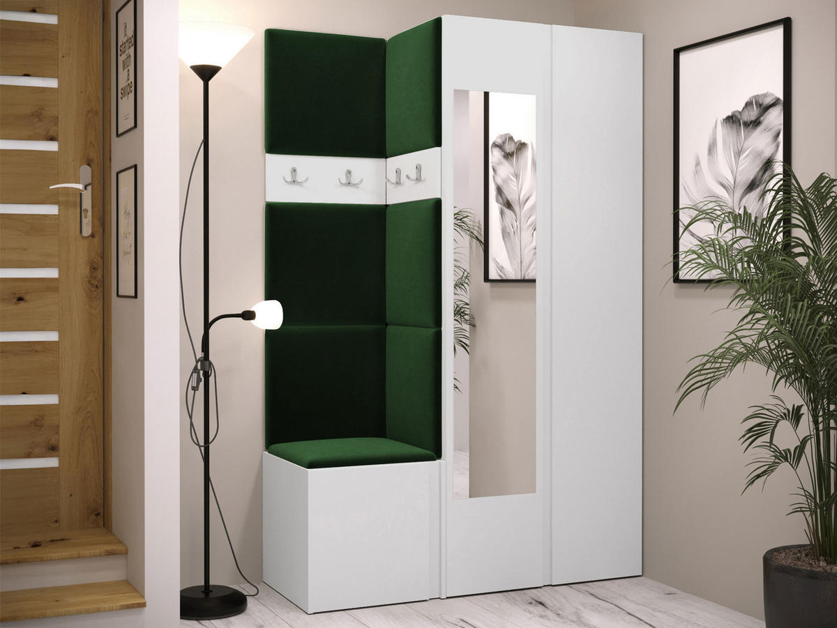 MOBILIER PENTRU HOL Orion XXVI - alb/verde, material plastic/compozit lemnos (116/186/46cm) - MIRJAN24