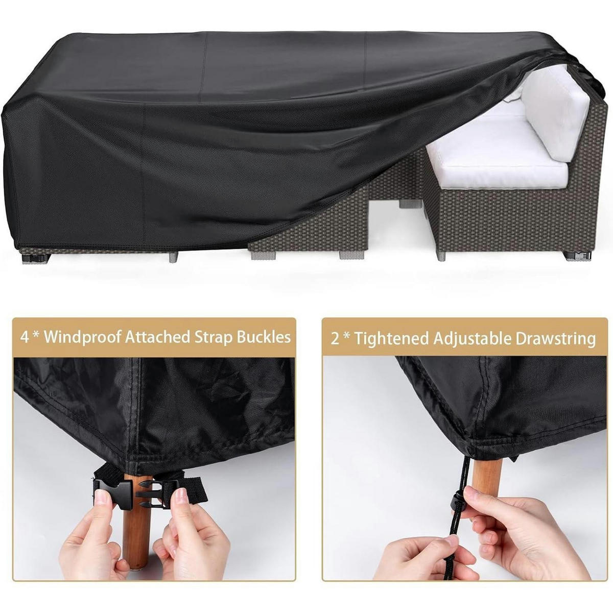 GARTENMÖBEL Abdeckung 123 x 123 x 74 cm Schwarz - Schwarz, Textil (123/74/123cm)