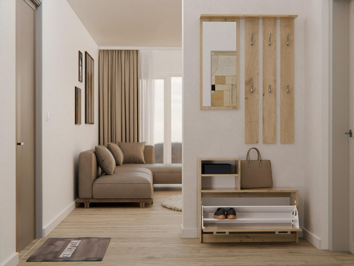 SET de mobilier pentru hol practic cu oglindă Artisan 85/180/24 - stejar Artisan, compozit lemnos (85/180/24cm) - RAUMHIRSCH FURNITURE