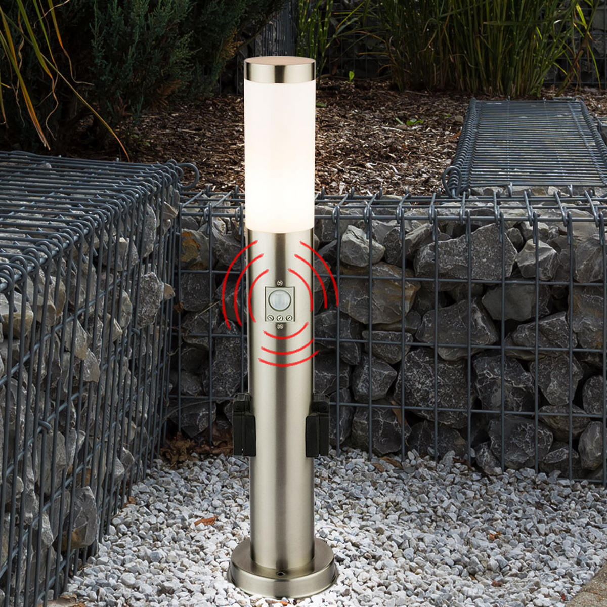 LED AUßENLEUCHTE BOSTON Edelstahl Silber - Silberfarben, Kunststoff (13.1/13.1/60cm) - Globo Lighting