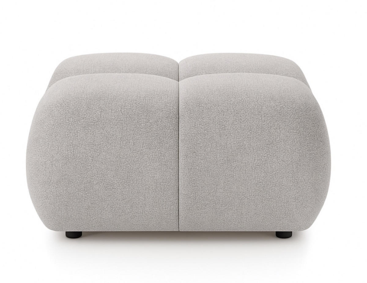 POUF Hellgrau MILA Mit Steppungen Auf Schwarzen Niedrigen Beinen - Grau, Textil (72/43.5/72cm) - Sepro Meble