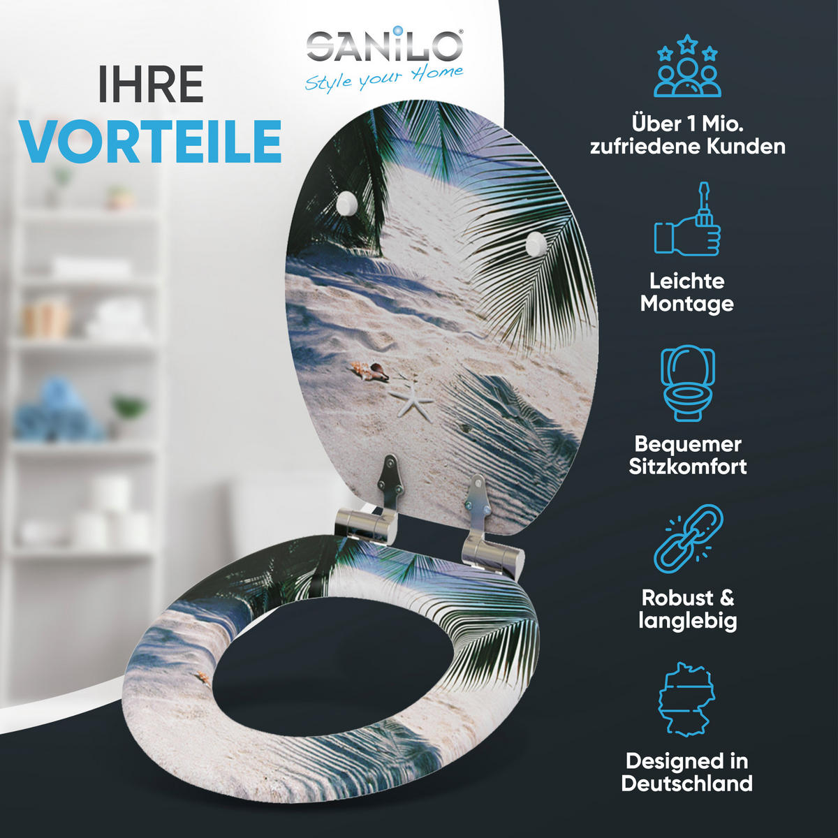 WC-SITZ mit Absenkautomatik Beach - Beige, Holzwerkstoff (38/6/47cm) - Sanilo