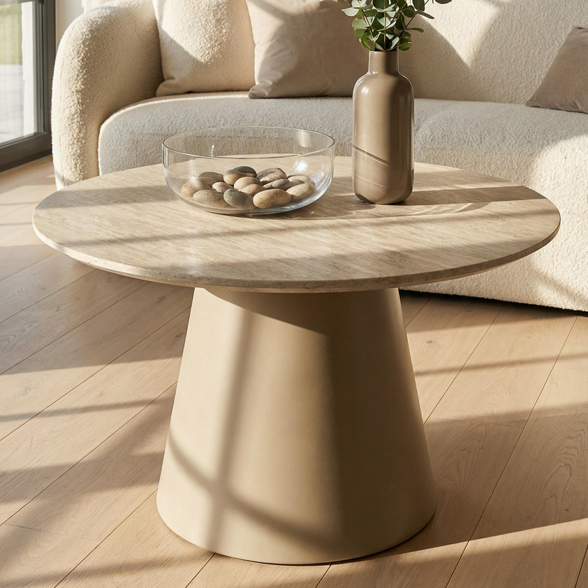 COUCHTISCH rund Beige 60/60/40 cm - Beige, Holzwerkstoff (60/60/40cm) - Furnhouse