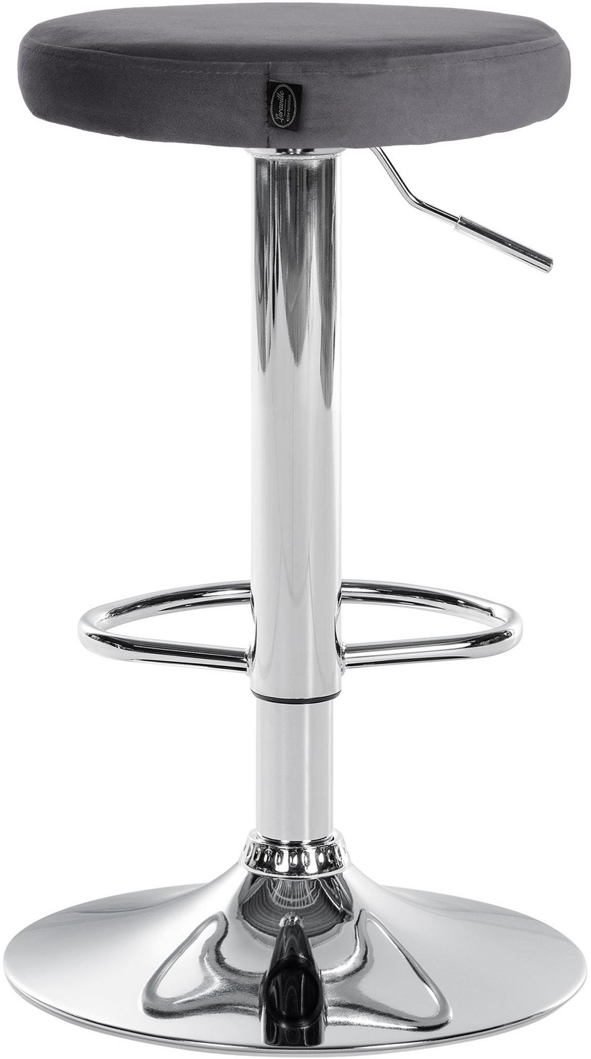 BARHOCKER 2er Set Pontius Samt chrom dunkelgrau - Chromfarben/Dunkelgrau, Textil/Metall (38.5/81/38.5cm) - TPFLiving