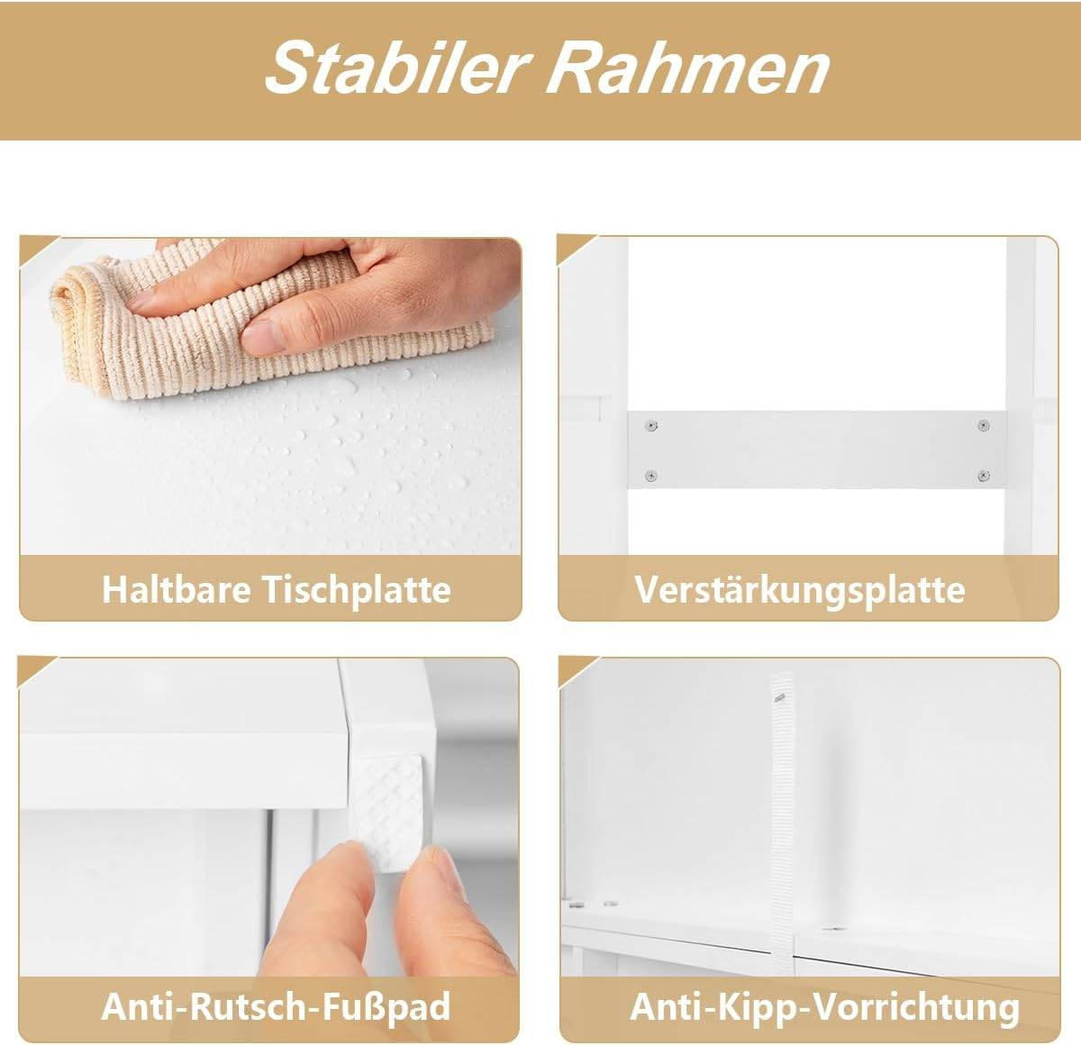 SCHMINKTISCH mit LED-Beleuchtung Weiß - Weiß, Glas/Holzwerkstoff (110/140.5/39.5cm) - Woltu