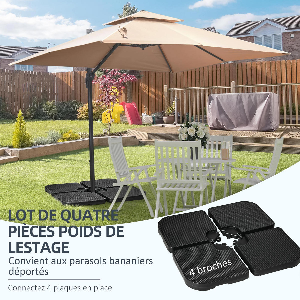 BESCHWERUNGSPLATTEN Schwarz 4er-Set 100/100/8 cm - Schwarz, Kunststoff (99/99cm) - PANGIVO
