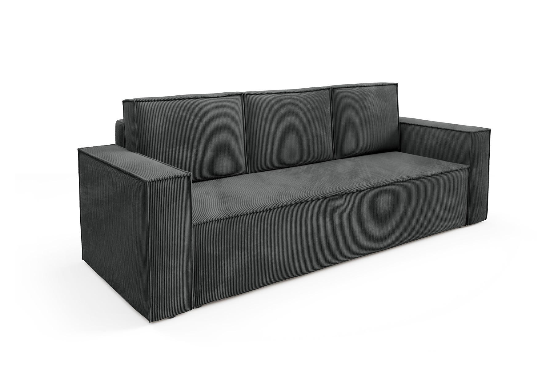SOFA Roda Grau, Kordsofa mit Schlaffunktion - Grau, Holzwerkstoff/Textil (248/93/96cm) - Bettso
