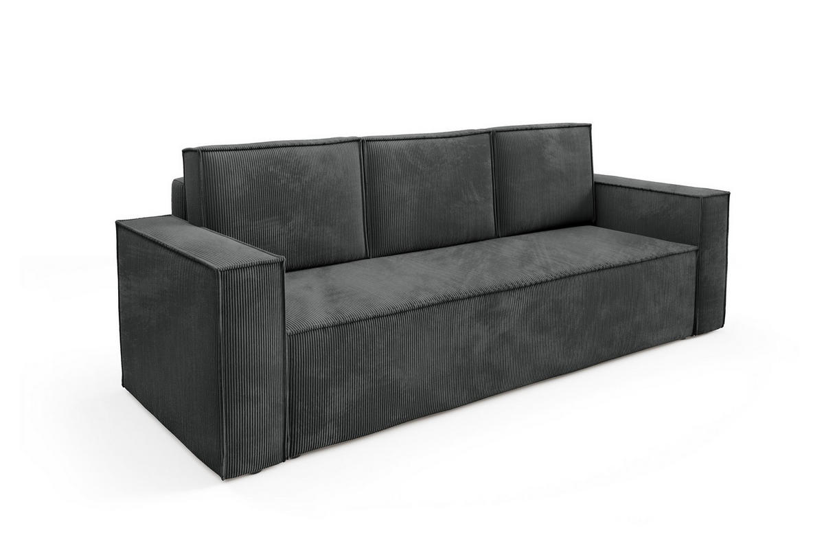 SOFA Roda Grau, Kordsofa mit Schlaffunktion - Grau, Holzwerkstoff/Textil (248/93/96cm) - Bettso