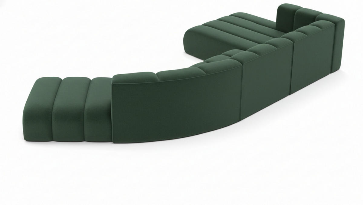 ECKSOFA L-Form GRAND Round, Stoff Salvador, Grün, Rechts - Grün, Holz (445/179cm) - Kaiser Möbel