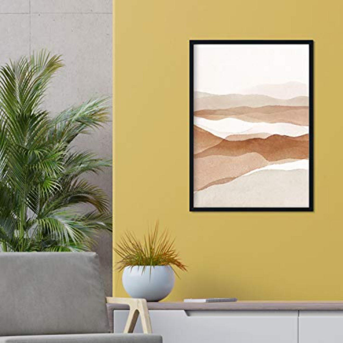 POSTER Set mit 4 Kunst Folien mit abstrakten Formen und Figuren A4 Schwarzer Rahmen - Schwarz, Papier (29.7/3cm) - Nacnic