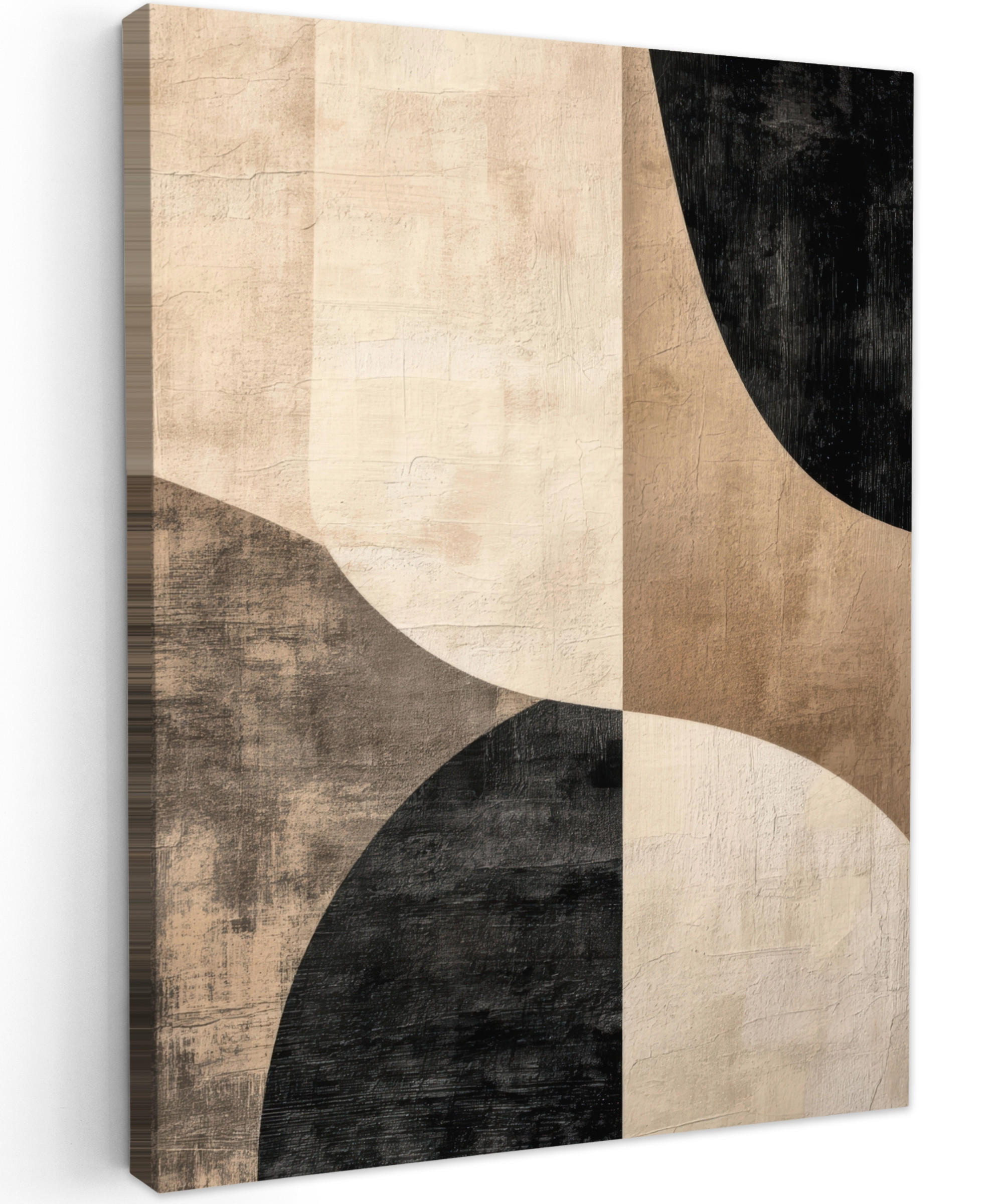 LEINWANDBILD Abstrakt - Flugzeuge - Schwarz - Rund Wandbild Wohnzimmer 60x80 cm - Beige, Textil (60/80cm) - MuchoWow