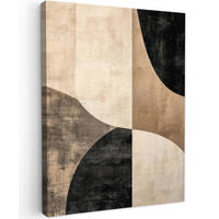 LEINWANDBILD Abstrakt - Flugzeuge - Schwarz - Rund Wandbild Wohnzimmer 60x80 cm - Beige, Textil (60/80cm) - MuchoWow