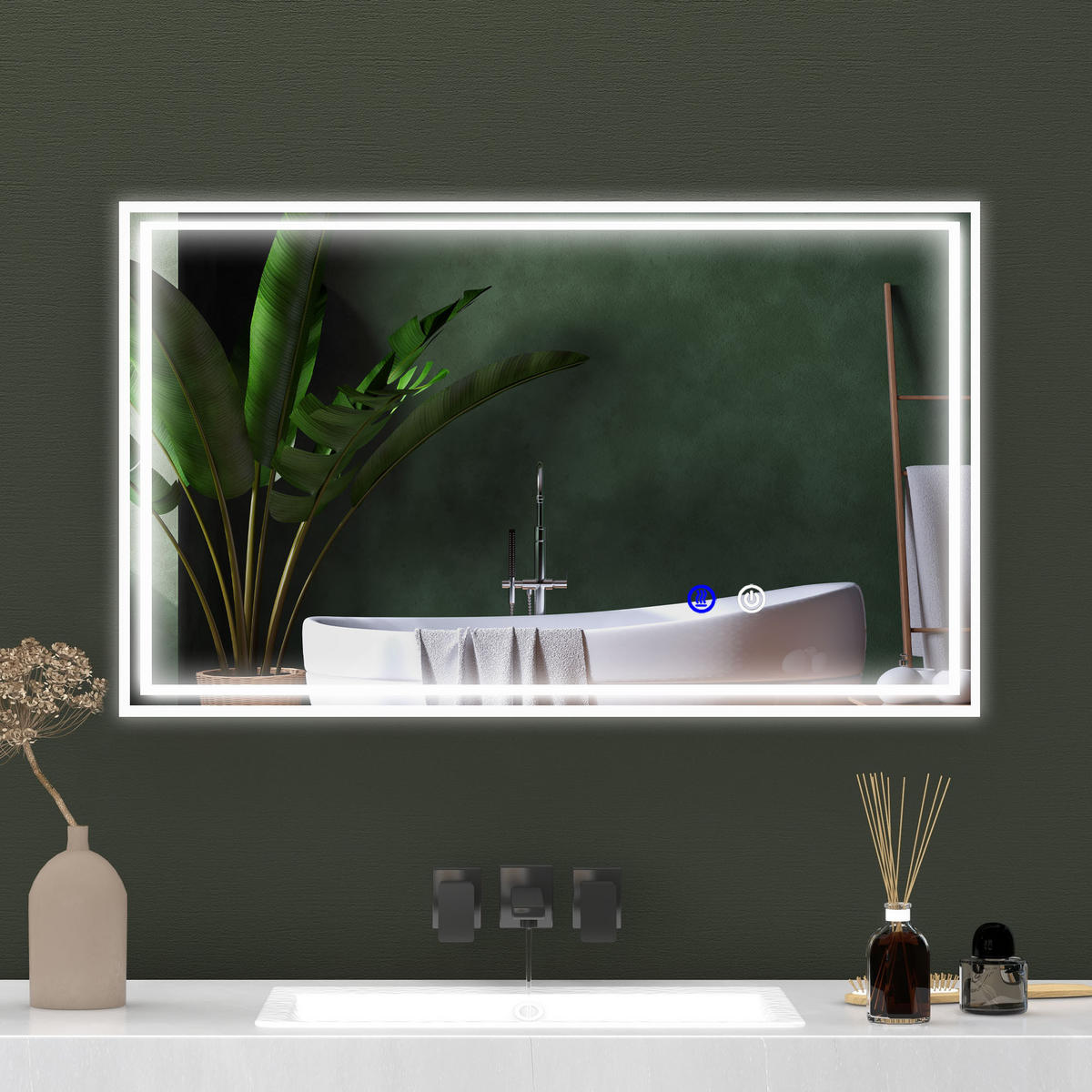 BADEZIMMERSPIEGEL DE-15137 horizontal oder vertikal montierbar Silber - Transparent, Metall (60/4/100cm) - ComfortXL