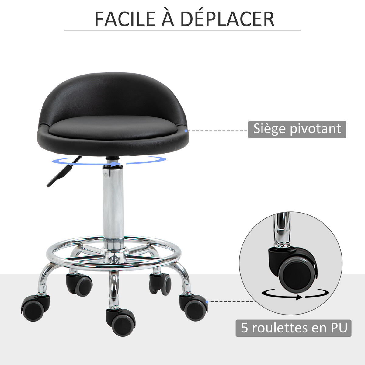 BÜROHOCKER DE-18016 2er-Set, höhenverstellbar Schwarz - Schwarz, Metall (38/72/38cm) - ComfortXL